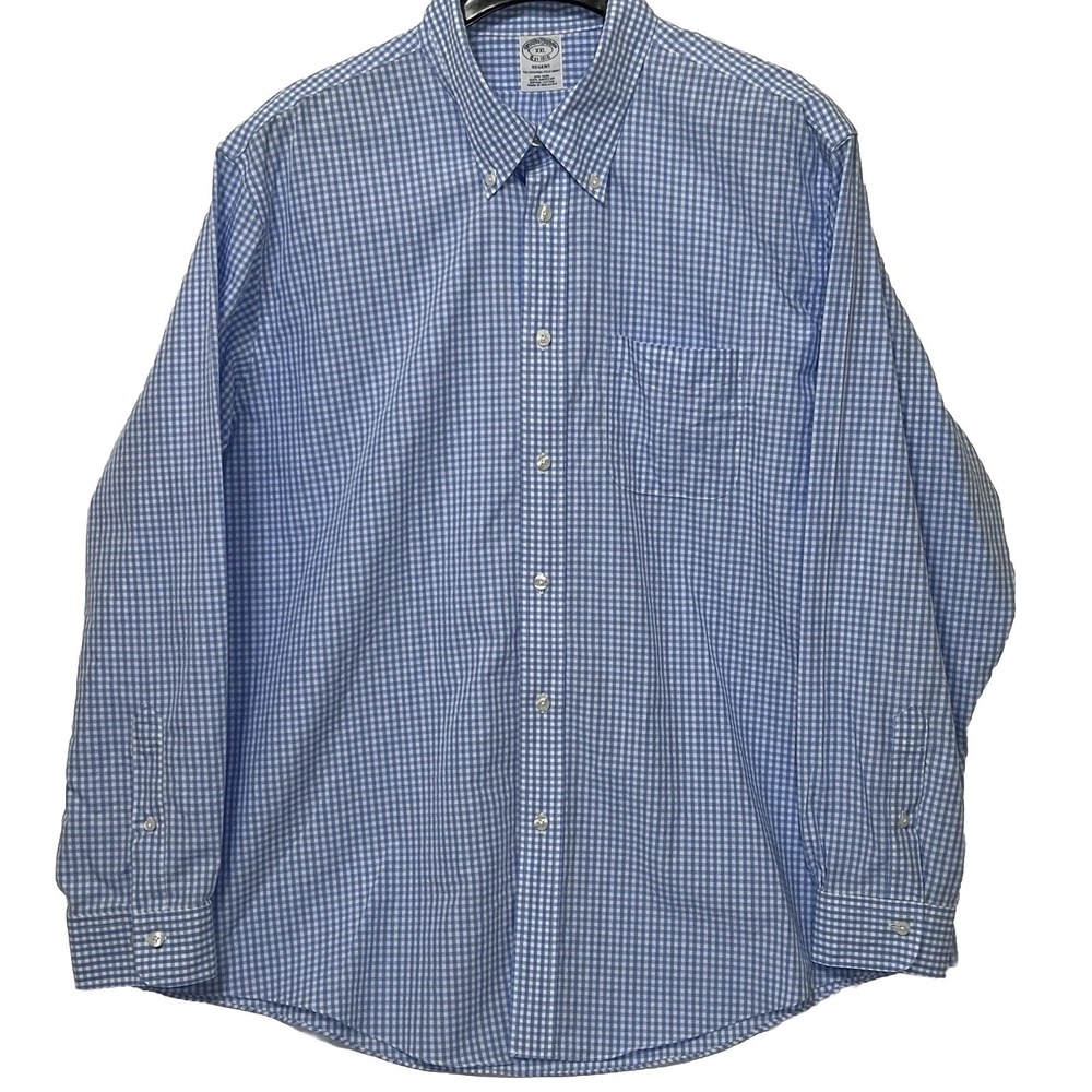 Brooks Brothers 1818 Regent Button Collar Long Sleeve Check Shirt Cotton Men 2XL